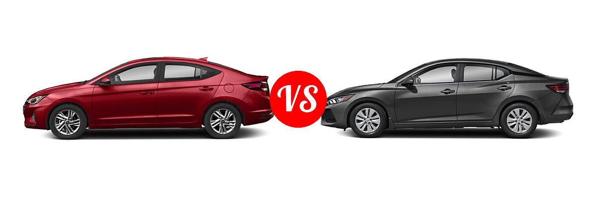 2020 Hyundai Elantra Sedan ECO / Limited / SE / SEL / Value Edition vs. 2020 Nissan Sentra Sedan S / SV - Side Comparison