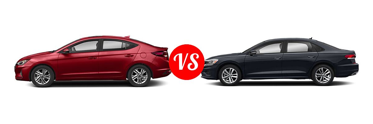 2020 Hyundai Elantra Sedan ECO / Limited / SE / SEL / Value Edition vs. 2020 Volkswagen Passat Sedan 2.0T S / 2.0T SE / 2.0T SEL - Side Comparison
