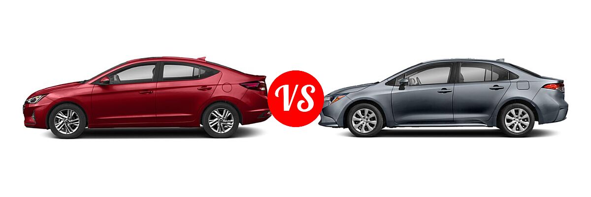 2020 Hyundai Elantra Sedan ECO / Limited / SE / SEL / Value Edition vs. 2020 Toyota Corolla Sedan L / LE - Side Comparison