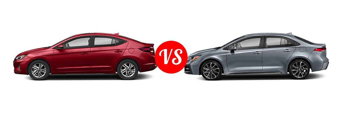 2020 Hyundai Elantra Sedan ECO / Limited / SE / SEL / Value Edition vs. 2020 Toyota Corolla Sedan SE / XSE - Side Comparison