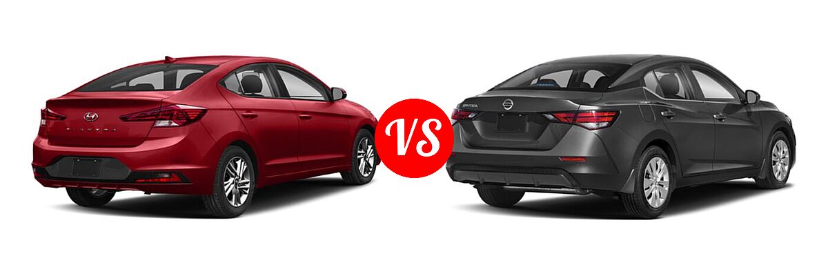 2020 Hyundai Elantra Sedan ECO / Limited / SE / SEL / Value Edition vs. 2020 Nissan Sentra Sedan S / SV - Rear Right Comparison