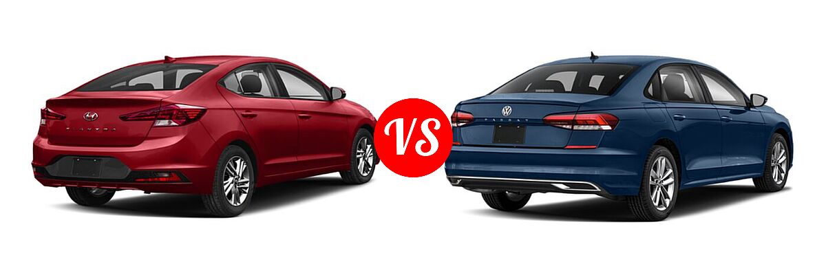 2020 Hyundai Elantra Sedan ECO / Limited / SE / SEL / Value Edition vs. 2020 Volkswagen Passat Sedan 2.0T R-Line - Rear Right Comparison