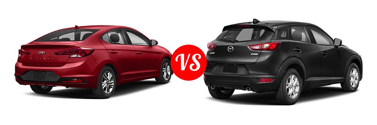 2020 Hyundai Elantra Sedan ECO / Limited / SE / SEL / Value Edition vs. 2020 Mazda CX-3 Sedan Sport - Rear Right Comparison