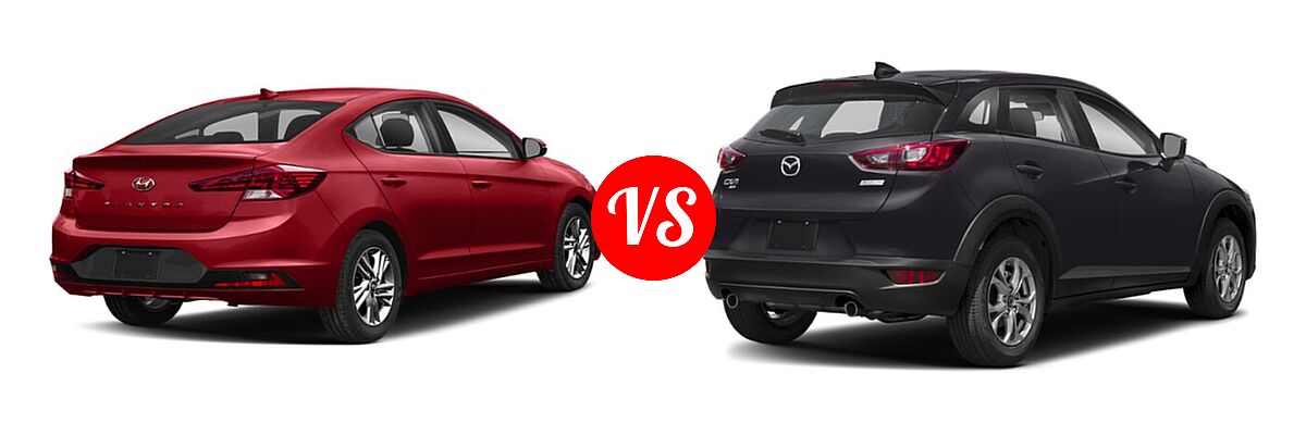 2020 Hyundai Elantra Sedan ECO / Limited / SE / SEL / Value Edition vs. 2020 Mazda CX-3 Sedan Sport - Rear Right Comparison