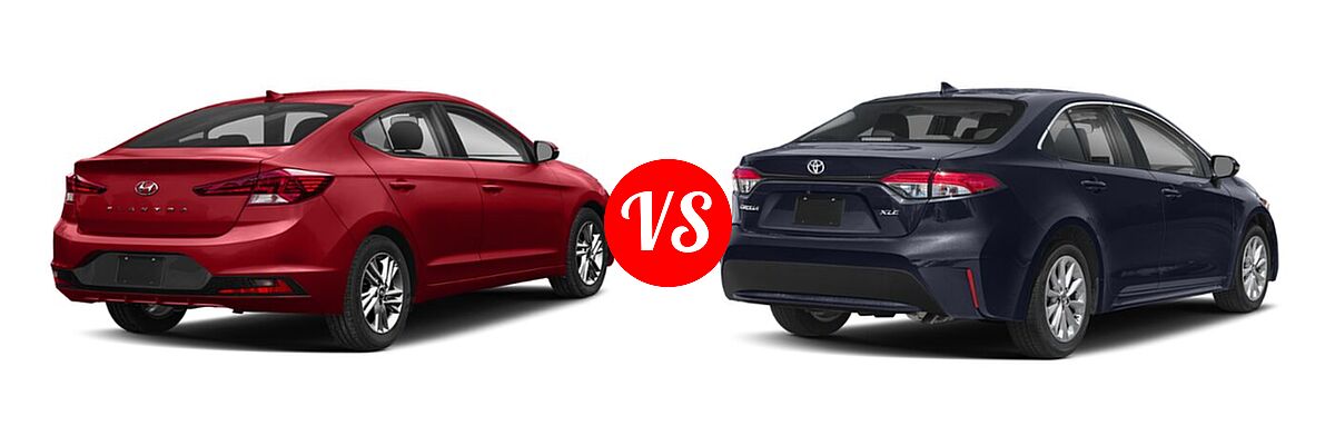 2020 Hyundai Elantra Sedan ECO / Limited / SE / SEL / Value Edition vs. 2020 Toyota Corolla Sedan XLE - Rear Right Comparison