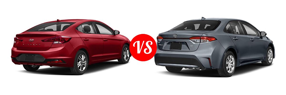 2020 Hyundai Elantra Sedan ECO / Limited / SE / SEL / Value Edition vs. 2020 Toyota Corolla Sedan L / LE - Rear Right Comparison