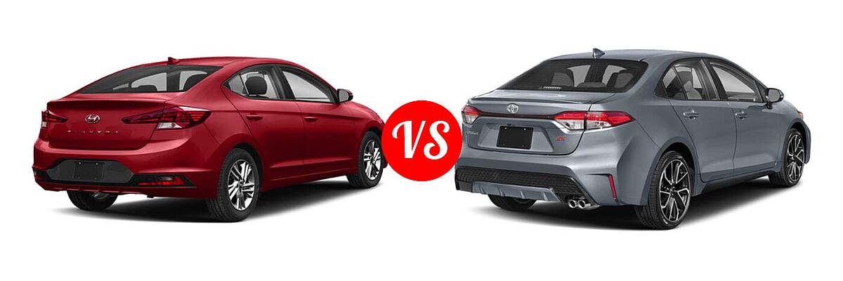 2020 Hyundai Elantra Sedan ECO / Limited / SE / SEL / Value Edition vs. 2020 Toyota Corolla Sedan SE / XSE - Rear Right Comparison