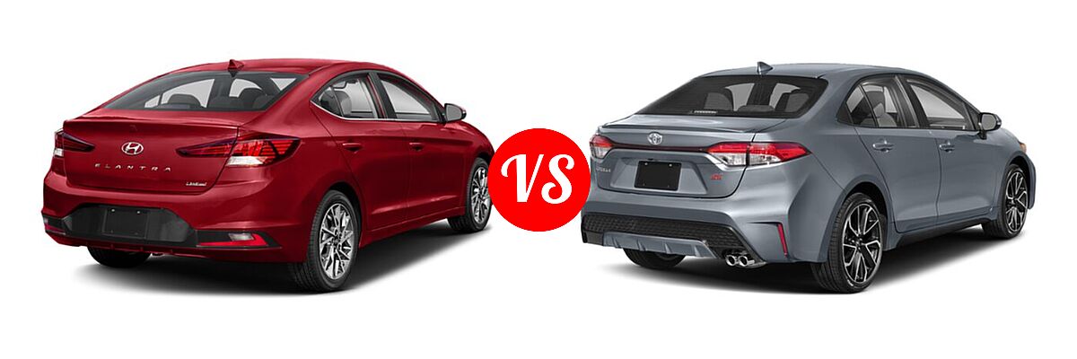 2020 Hyundai Elantra Sedan Limited vs. 2020 Toyota Corolla Sedan SE / XSE - Rear Right Comparison