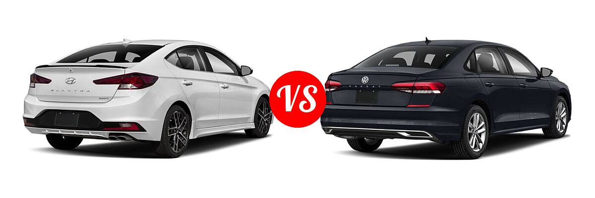 2020 Hyundai Elantra Sedan Sport vs. 2020 Volkswagen Passat Sedan 2.0T S / 2.0T SE / 2.0T SEL - Rear Right Comparison
