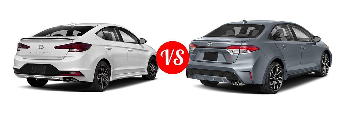 2020 Hyundai Elantra Sedan Sport vs. 2020 Toyota Corolla Sedan SE / XSE - Rear Right Comparison