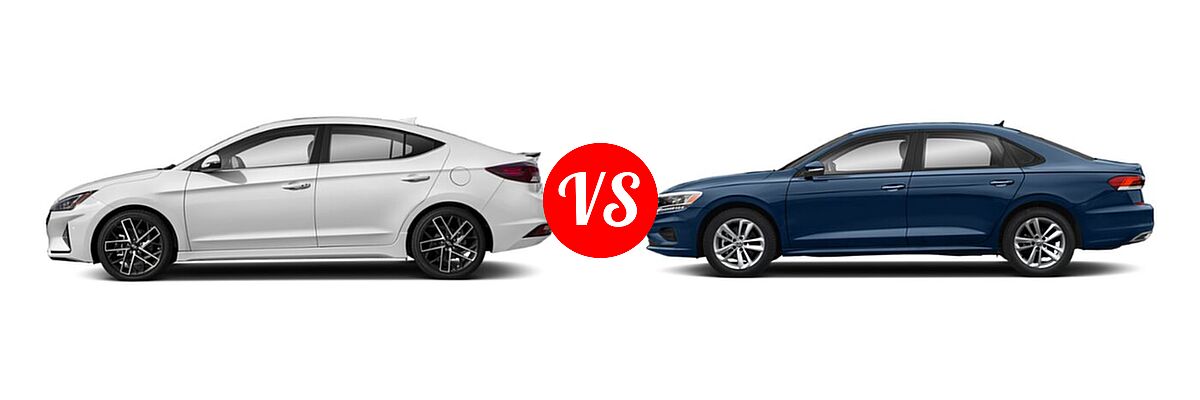 2020 Hyundai Elantra Sedan Sport vs. 2020 Volkswagen Passat Sedan 2.0T R-Line - Side Comparison