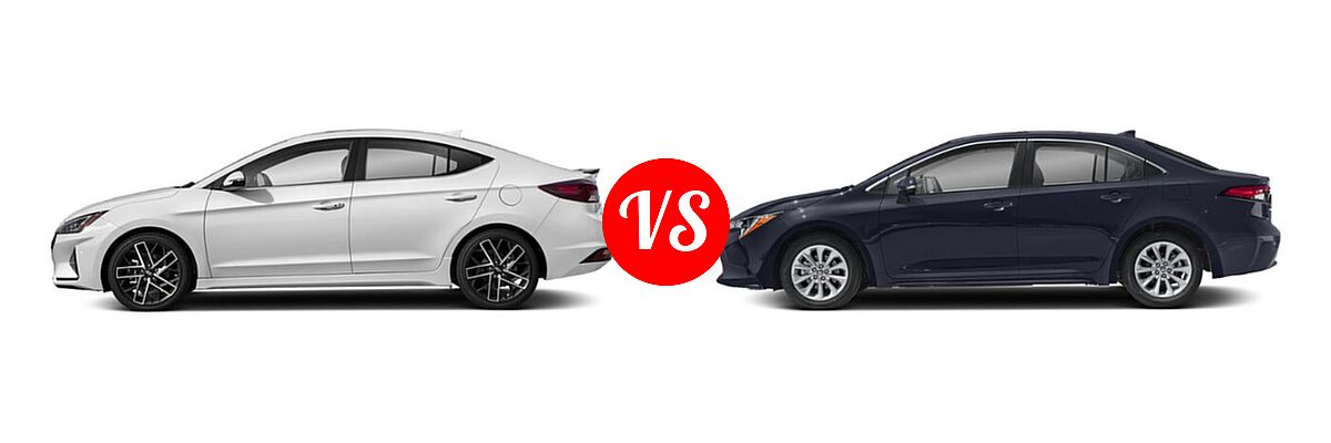 2020 Hyundai Elantra Sedan Sport vs. 2020 Toyota Corolla Sedan XLE - Side Comparison