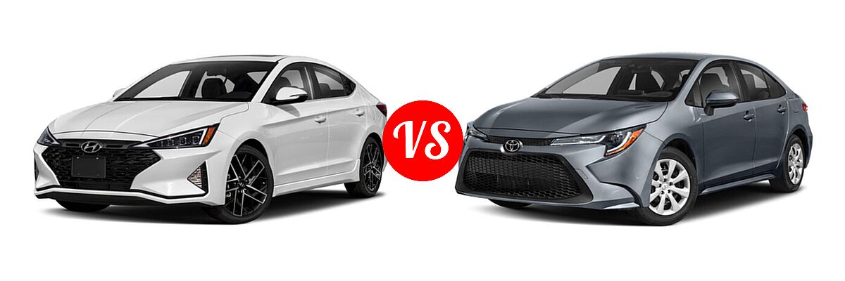 2020 Hyundai Elantra Sedan Sport vs. 2020 Toyota Corolla Sedan L / LE - Front Left Comparison