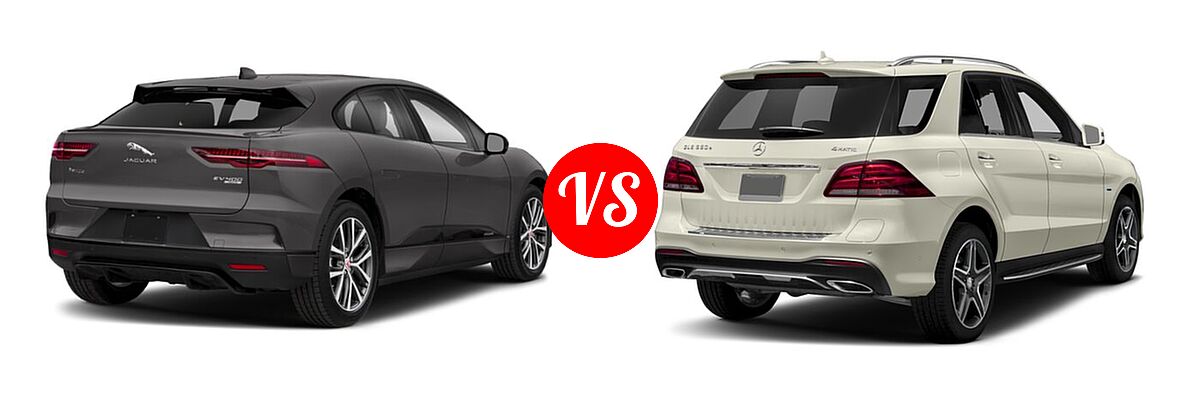 2020 Jaguar I-PACE SUV Electric HSE / S / SE vs. 2018 Mercedes-Benz GLE-Class SUV Hybrid GLE 550e - Rear Right Comparison