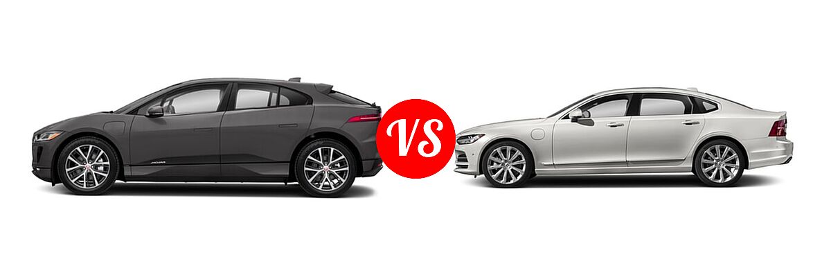 2020 Jaguar I-PACE SUV Electric HSE / S / SE vs. 2018 Volvo S90 Sedan Hybrid Inscription / Momentum - Side Comparison