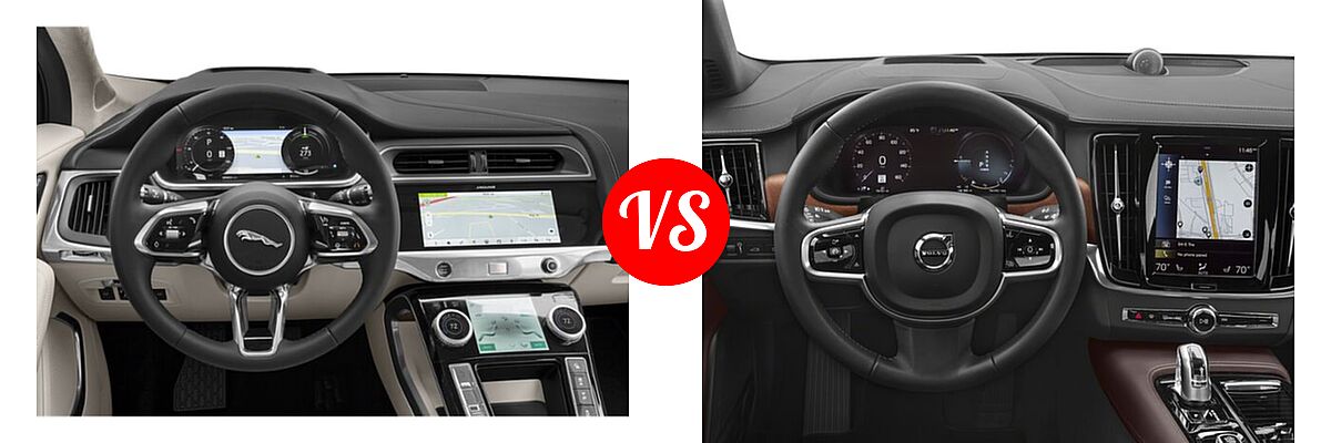 2020 Jaguar I-PACE SUV Electric HSE / S / SE vs. 2018 Volvo S90 Sedan Hybrid Inscription / Momentum - Dashboard Comparison