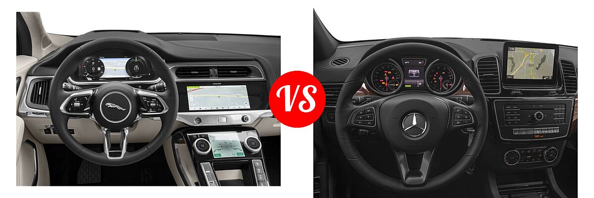 2020 Jaguar I-PACE SUV Electric HSE / S / SE vs. 2018 Mercedes-Benz GLE-Class SUV Hybrid GLE 550e - Dashboard Comparison
