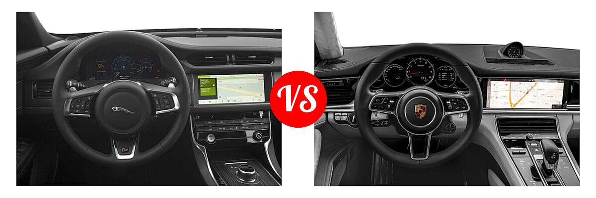 2020 Jaguar XF Wagon Prestige / S vs. 2020 Porsche Panamera Sport Turismo Wagon 4 / 4S / GTS / Turbo - Dashboard Comparison