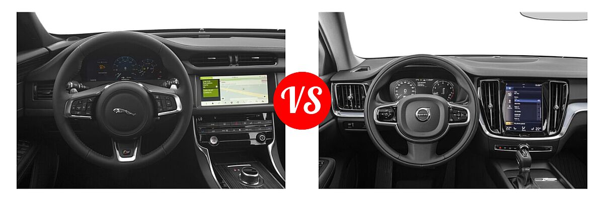 2020 Jaguar XF Wagon Prestige / S vs. 2021 Volvo V60 Cross Country Wagon T5 AWD - Dashboard Comparison