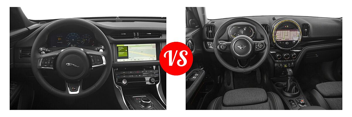 2020 Jaguar XF Wagon Prestige / S vs. 2022 MINI Countryman Wagon Electric Cooper SE - Dashboard Comparison