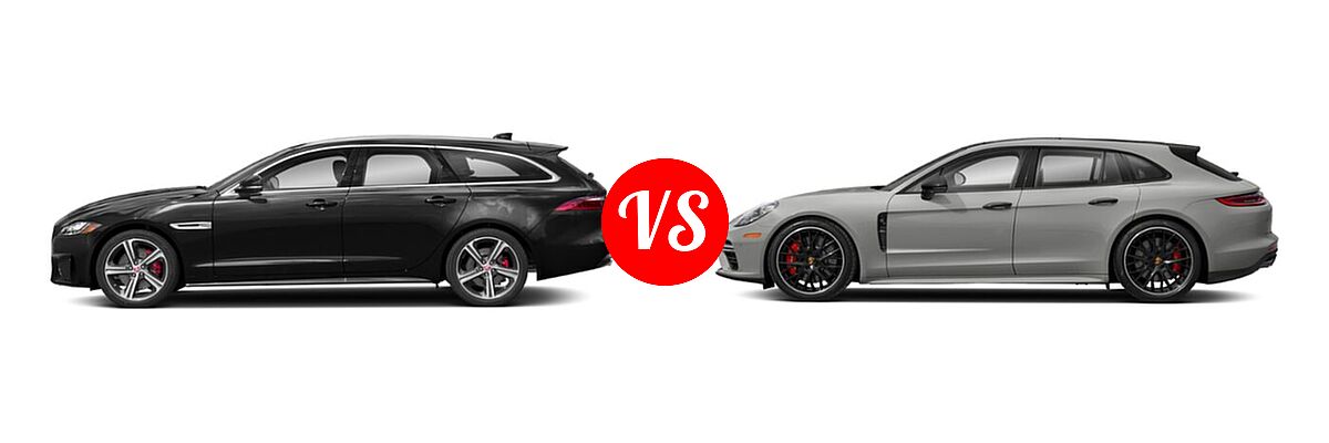 2020 Jaguar XF Wagon Prestige / S vs. 2020 Porsche Panamera Sport Turismo Wagon 4 / 4S / GTS / Turbo - Side Comparison