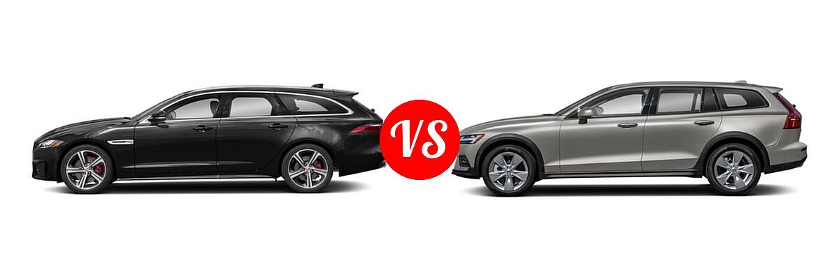 2020 Jaguar XF Wagon Prestige / S vs. 2021 Volvo V60 Cross Country Wagon T5 AWD - Side Comparison