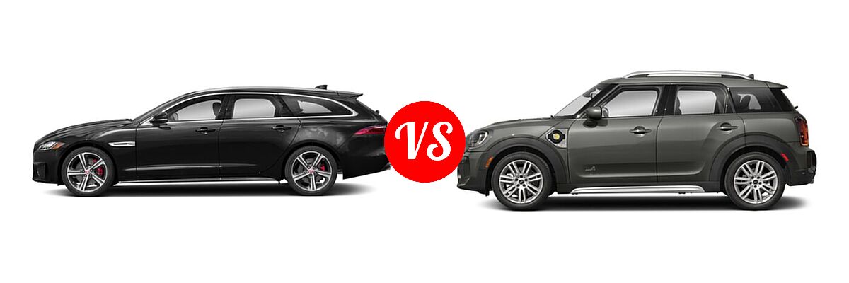 2020 Jaguar XF Wagon Prestige / S vs. 2022 MINI Countryman Wagon Electric Cooper SE - Side Comparison