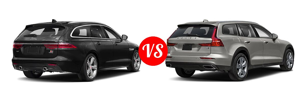 2020 Jaguar XF Wagon Prestige / S vs. 2021 Volvo V60 Cross Country Wagon T5 AWD - Rear Right Comparison