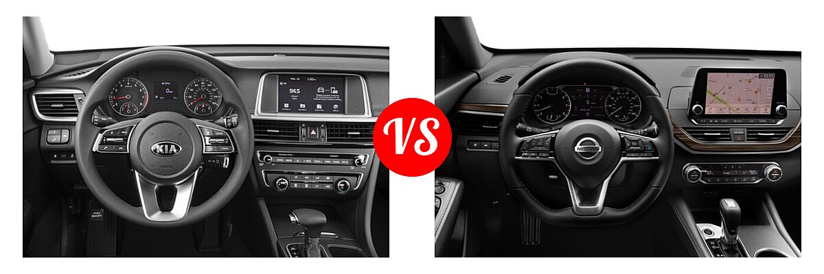 2020 Kia Optima Sedan LX vs. 2020 Nissan Altima Sedan 2.0 Platinum / 2.5 Platinum / 2.5 SL / 2.5 SV - Dashboard Comparison