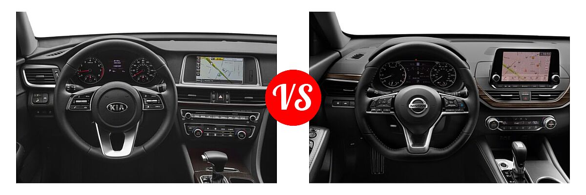 2020 Kia Optima Sedan EX vs. 2020 Nissan Altima Sedan 2.0 Platinum / 2.5 Platinum / 2.5 SL / 2.5 SV - Dashboard Comparison