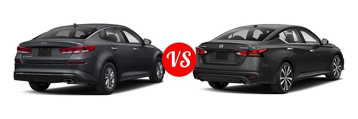 2020 Kia Optima Sedan LX vs. 2020 Nissan Altima Sedan 2.0 Platinum / 2.5 Platinum / 2.5 SL / 2.5 SV - Rear Right Comparison