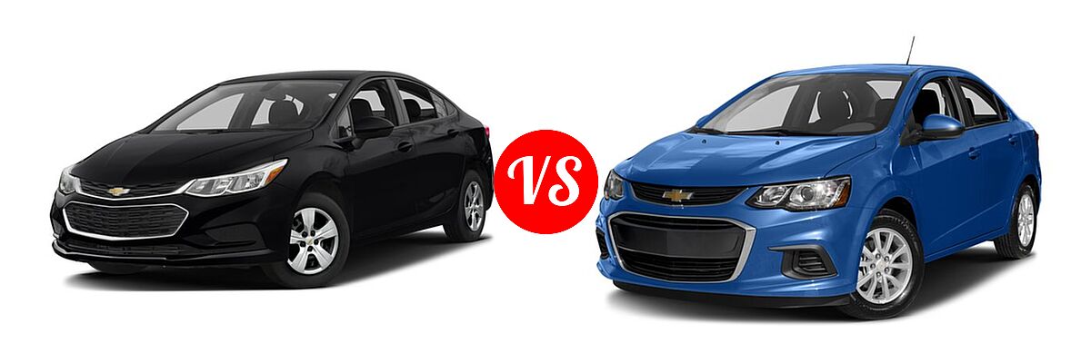 2017 Chevrolet Cruze Sedan L / LS vs. 2017 Chevrolet Sonic Sedan LS / LT / Premier - Front Left Comparison