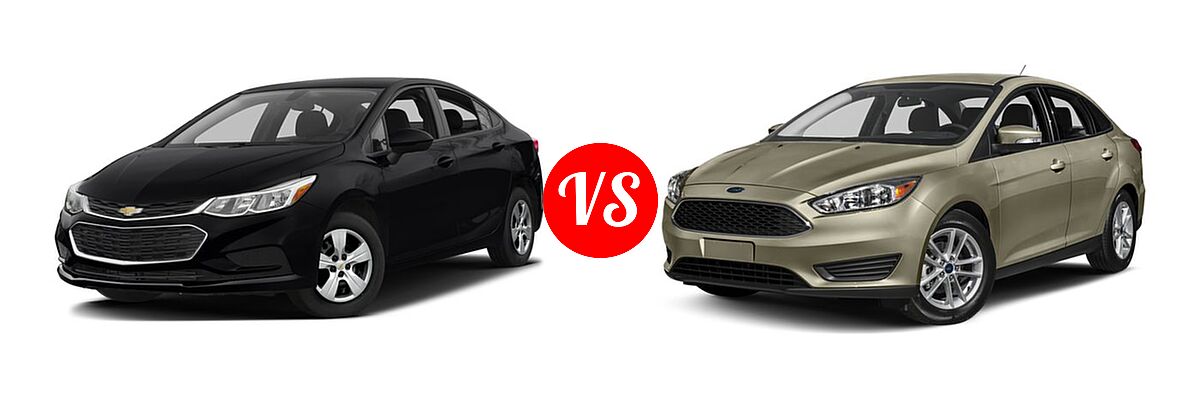 2017 Chevrolet Cruze Sedan L / LS vs. 2017 Ford Focus Sedan S / SE / SEL - Front Left Comparison