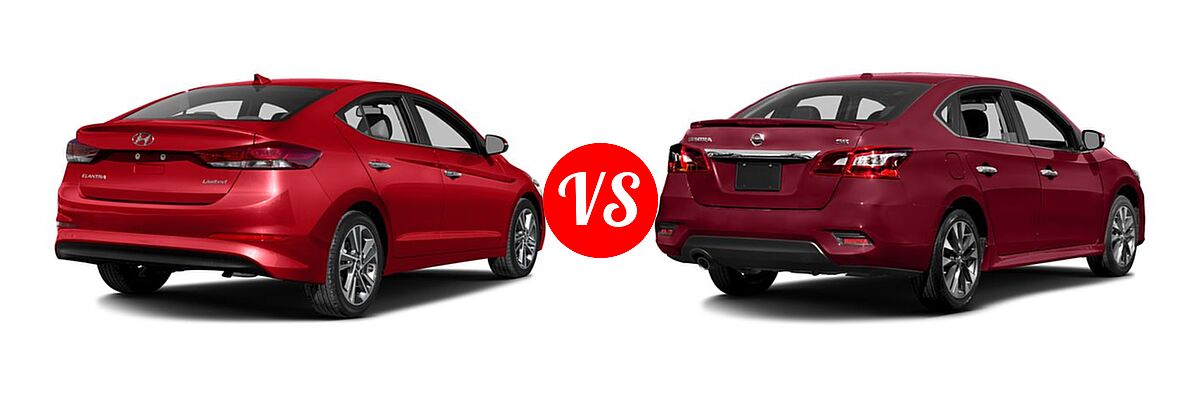 2017 Hyundai Elantra Sedan Limited vs. 2017 Nissan Sentra Sedan SR - Rear Right Comparison