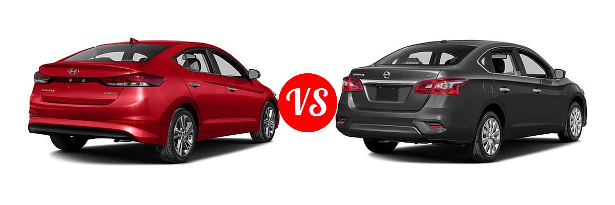 2017 Hyundai Elantra Sedan Limited vs. 2017 Nissan Sentra Sedan S / SV - Rear Right Comparison