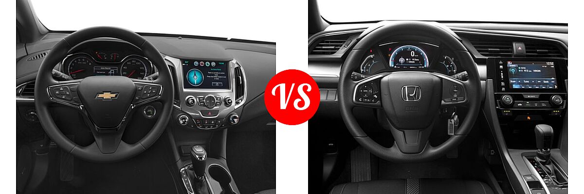 2017 Chevrolet Cruze Hatchback LT vs. 2017 Honda Civic Hatchback EX / EX-L Navi / LX - Dashboard Comparison