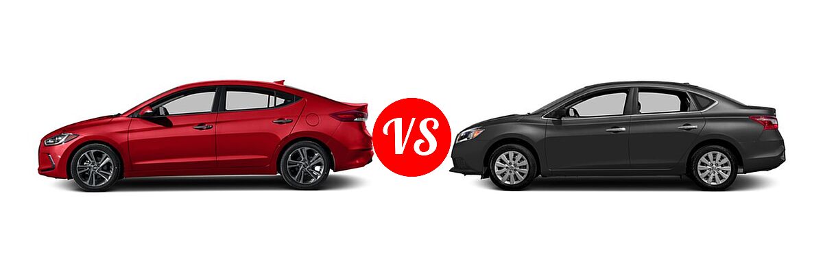 2017 Hyundai Elantra Sedan Limited vs. 2017 Nissan Sentra Sedan S / SV - Side Comparison