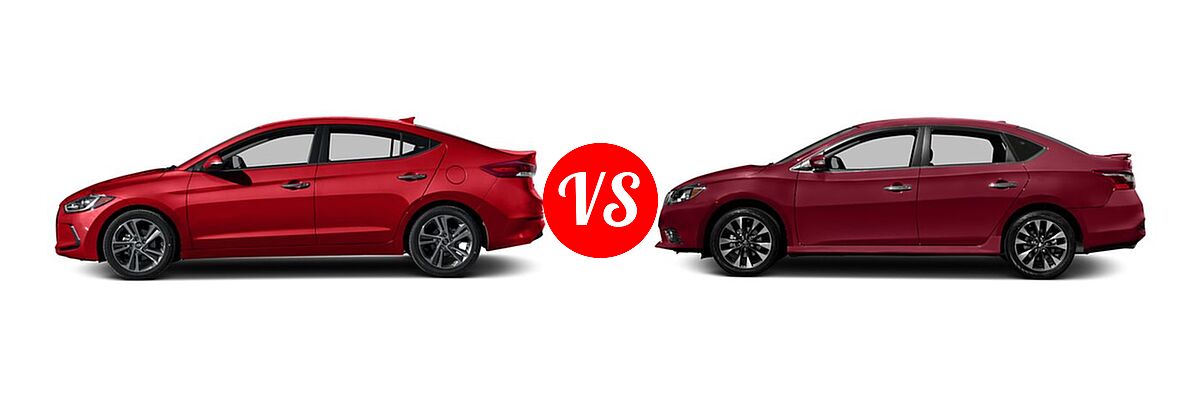 2017 Hyundai Elantra Sedan Limited vs. 2017 Nissan Sentra Sedan SR - Side Comparison