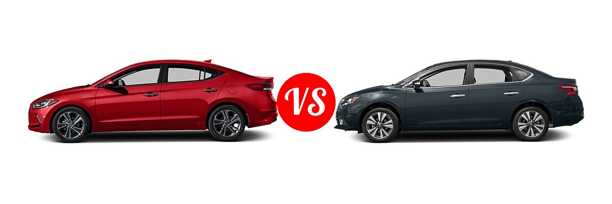 2017 Hyundai Elantra Sedan Limited vs. 2017 Nissan Sentra Sedan SL - Side Comparison
