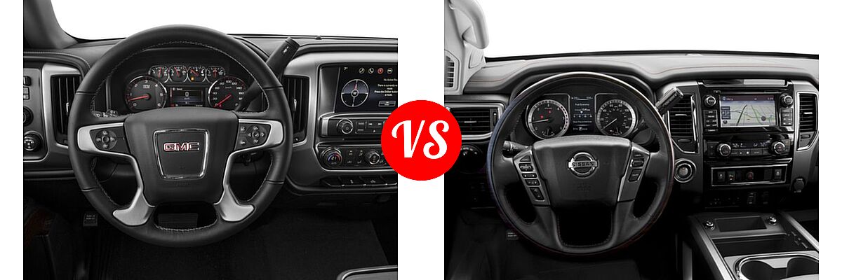 2016 GMC Sierra 1500 Pickup SLE vs. 2016 Nissan Titan XD Pickup Platinum Reserve - Dashboard Comparison