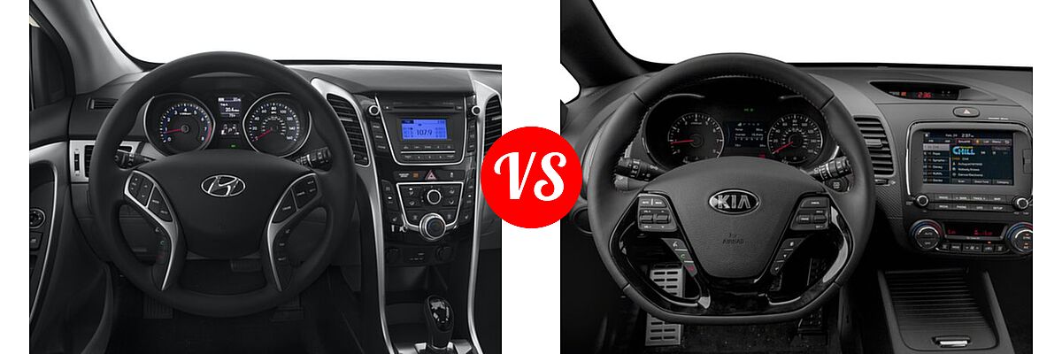 2017 Hyundai Elantra GT Hatchback Auto / Manual vs. 2017 Kia Forte Hatchback EX / LX / SX - Dashboard Comparison
