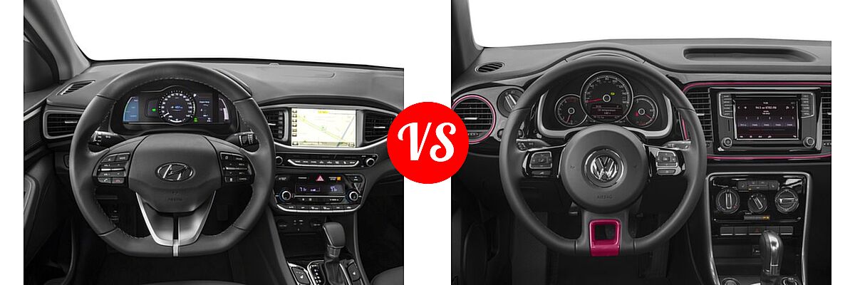 2017 Hyundai Ioniq Hybrid Hatchback Blue / Limited / SEL vs. 2017 Volkswagen Beetle Hatchback #PinkBeetle - Dashboard Comparison