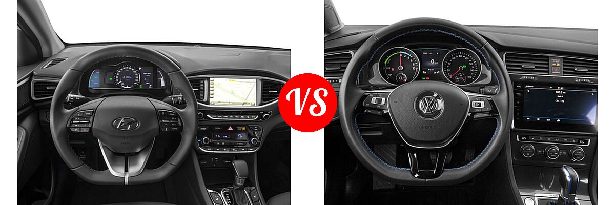 2017 Hyundai Ioniq Hybrid Hatchback Blue / Limited / SEL vs. 2017 Volkswagen e-Golf Hatchback SE / SEL Premium - Dashboard Comparison