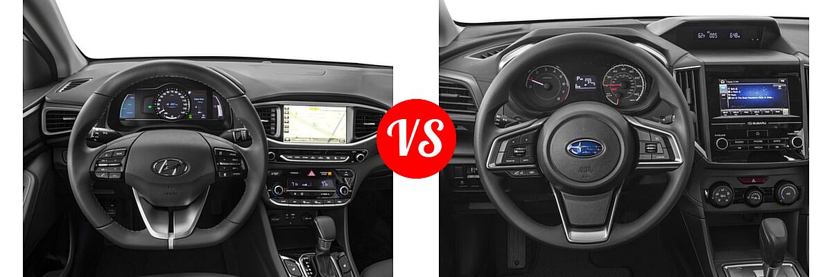 2017 Hyundai Ioniq Hybrid Hatchback Blue / Limited / SEL vs. 2017 Subaru Impreza Hatchback 2.0i 5-door CVT / Premium - Dashboard Comparison