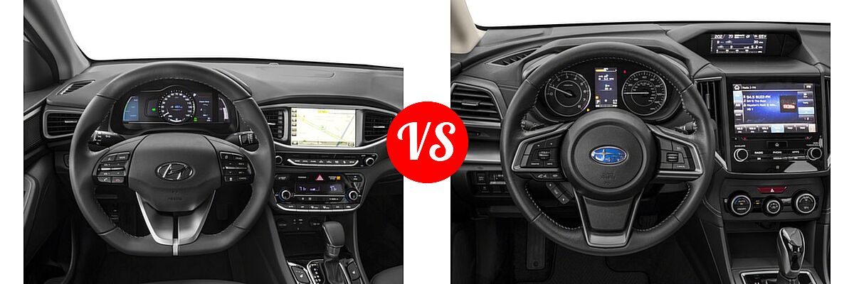 2017 Hyundai Ioniq Hybrid Hatchback Blue / Limited / SEL vs. 2017 Subaru Impreza Hatchback Limited - Dashboard Comparison