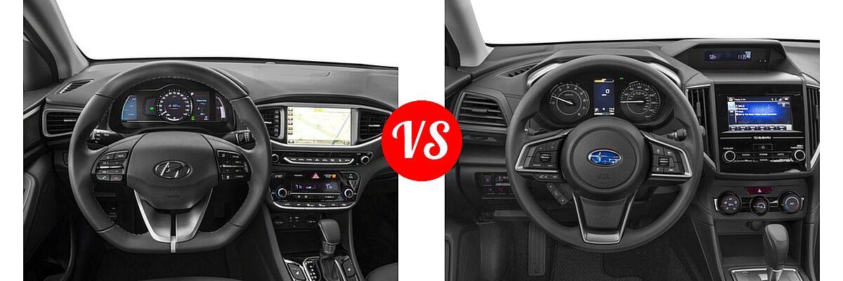 2017 Hyundai Ioniq Hybrid Hatchback Blue / Limited / SEL vs. 2017 Subaru Impreza Hatchback Premium - Dashboard Comparison