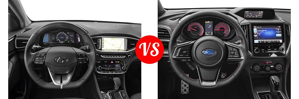 2017 Hyundai Ioniq Hybrid Hatchback Blue / Limited / SEL vs. 2017 Subaru Impreza Hatchback Sport - Dashboard Comparison
