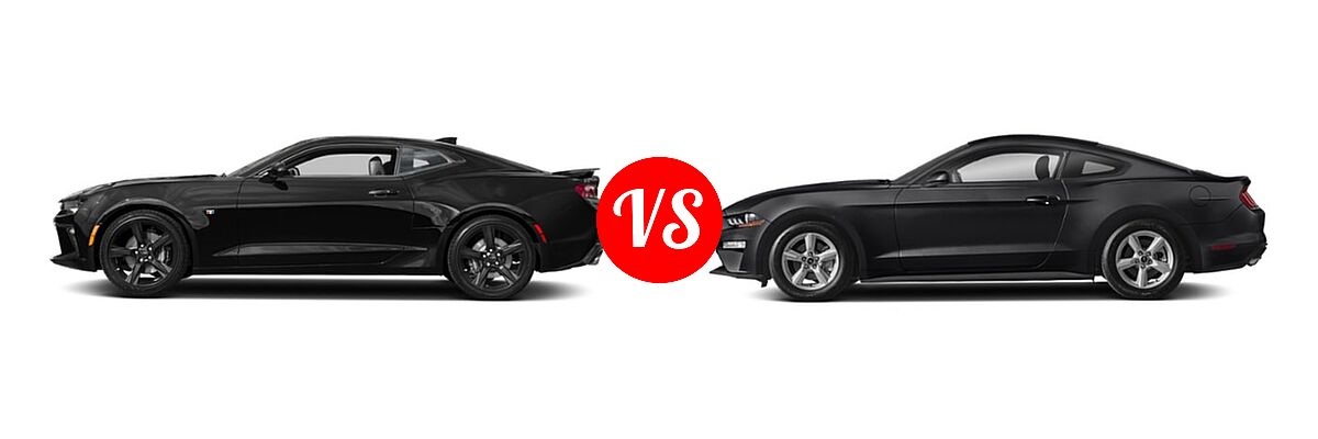 2018 Chevrolet Camaro Coupe 1SS / 2SS vs. 2018 Ford Mustang Coupe EcoBoost / EcoBoost Premium / GT / GT Premium - Side Comparison