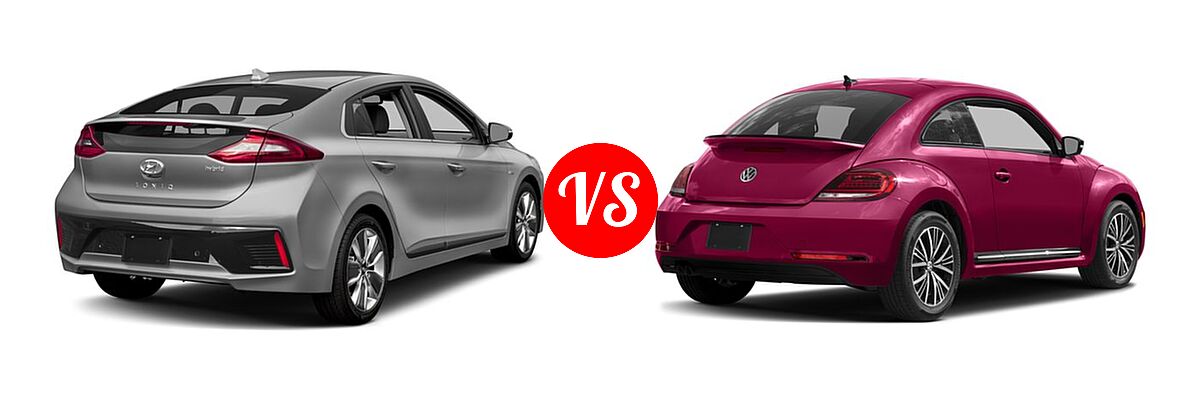 2017 Hyundai Ioniq Hybrid Hatchback Blue / Limited / SEL vs. 2017 Volkswagen Beetle Hatchback #PinkBeetle - Rear Right Comparison