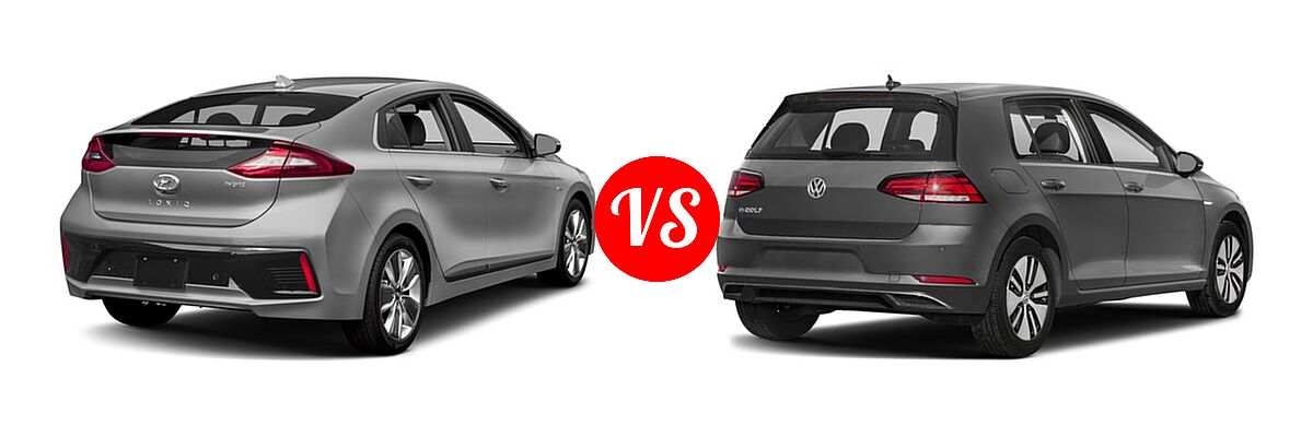 2017 Hyundai Ioniq Hybrid Hatchback Blue / Limited / SEL vs. 2017 Volkswagen e-Golf Hatchback SE / SEL Premium - Rear Right Comparison